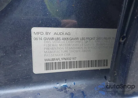 2015 Audi A4 2.0T Premium from USA, damaged, VIN WAUBFAFL1FN002167